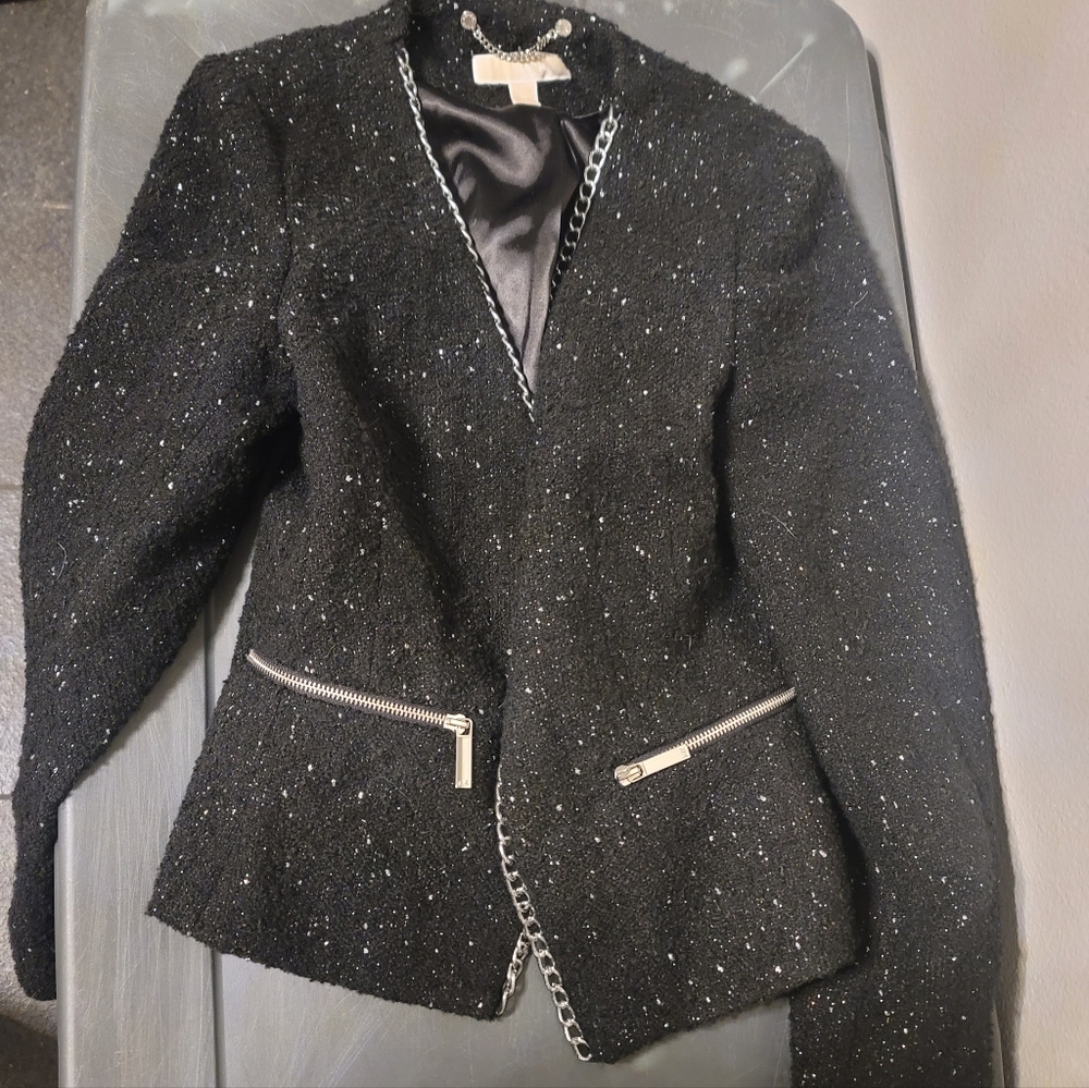 MICHAEL Michael Kors Women's Tweed Chain-Trim Open-Front Blazer - Picture 3 of 3